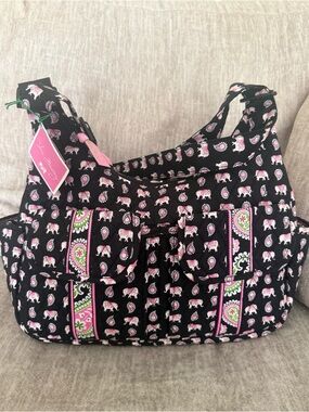 RETIRED Vera Bradley “Pink Elephants” Cargo Sling Crossbody